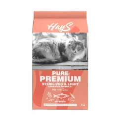 Croquette pour chat adulte stérilisé au saumon light Hays Pure Premium - 6 kg