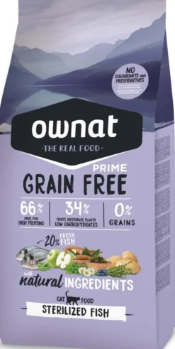 Croquette pour chat adulte stérilisé Grain Free au poisson Ownat - 1 kg