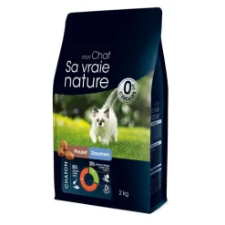 Croquette pour chaton au poulet et au saumon Sa vraie nature - 2 kg