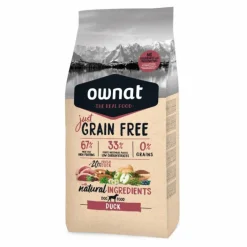 Croquette pour chien adulte Just Grain Free sans céréale au canard Ownat -14 kg