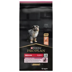 Croquette pour chiot de taille moyenne peau sensible au saumon Pro Plan - 12 kg