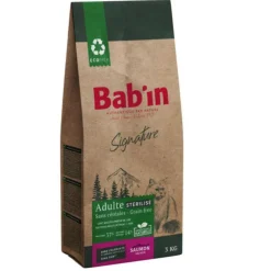 Croquettes pour chat adulte stérilisé au saumon sans céréales Bab'in Signature - 3 kg