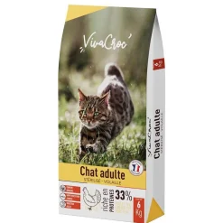 Croquettes pour chat adulte stérilisé au poulet VivaCroc – 6 kg