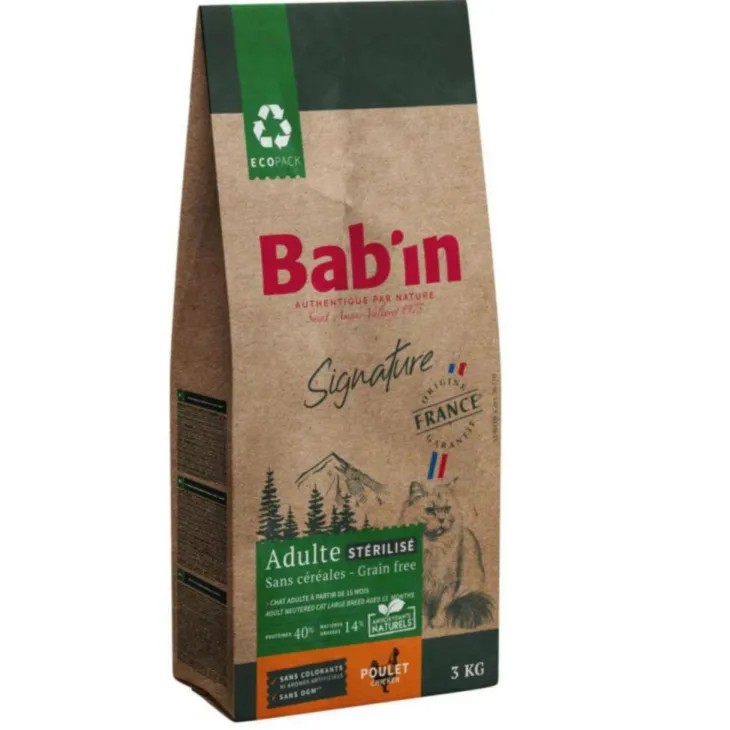 Croquettes pour chat adulte stérilisé au poulet sans céréales Bab'in Signature - 3 kg