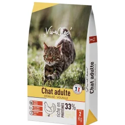 Croquettes pour chat adulte stérilisé au poulet VivaCroc – 2 kg