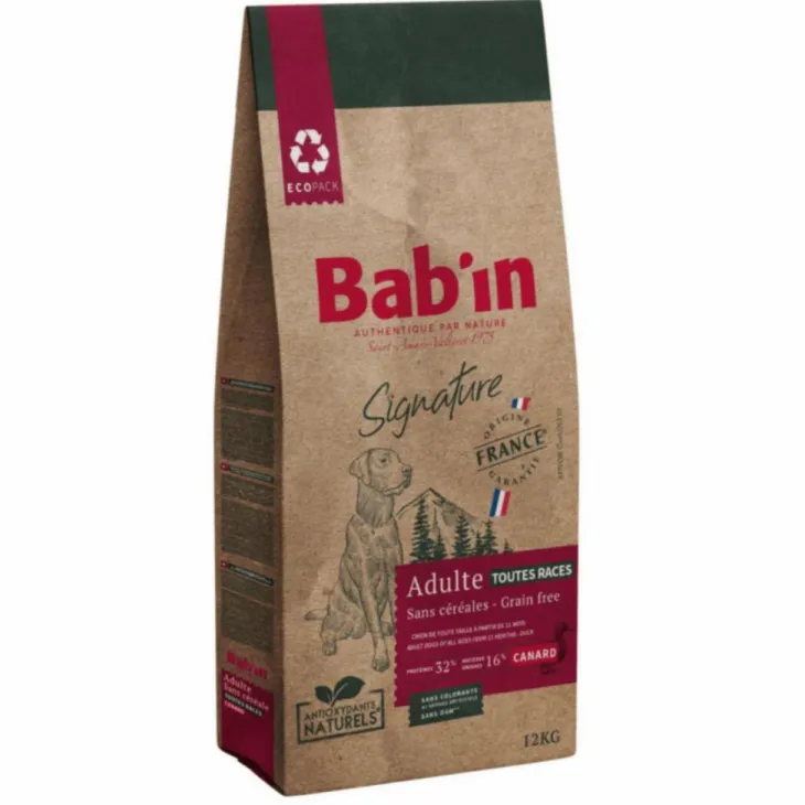 Croquettes pour chien adulte au canard sans céréales Bab'in Signature - 12 kg