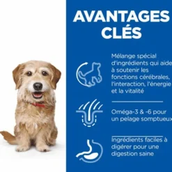 Croquettes pour chien mature de petite taille au poulet et riz Hill's - 1,5 kg