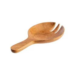 Cuillère trident de service en bois d’acacia naturel - 21,2 x 13 x 2,5 cm