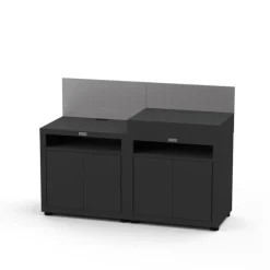 Cuisine 2 éléments avec crédences coloris noir en acier Le Marquier - 160 x 56 x 115 cm