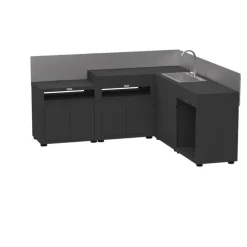 Cuisine d’angle 5 Eléments avec crédence coloris noir en acier électrozingué Le Marquier - 215 x 215 x 115 cm / 215 x 215 x 115 cm