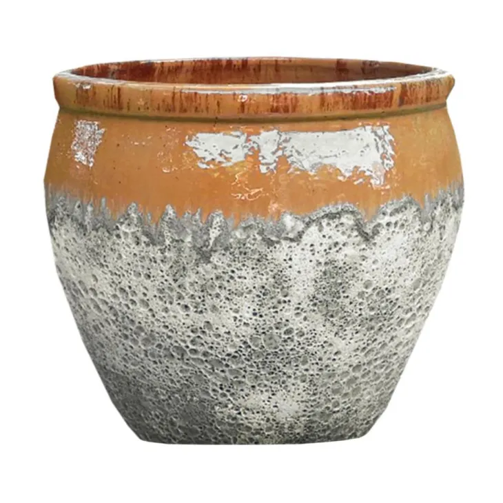 Cuvier en grès émaillé old miel Decolines Leon - Ø 23 x H 20 cm