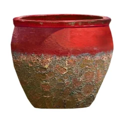 Cuvier en grès émaillé old rouge Decolines Leon - Ø 29 x H 26 cm