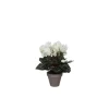 Cyclamen blanc plante artificielle en pot gris H 30 x Ø 30 cm