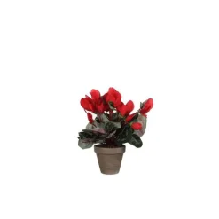 Cyclamen rouge plante artificielle en pot gris H 30 x Ø 30 cm