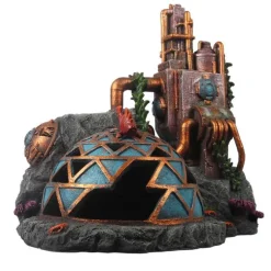 Décor aquarium base soumarine avec bulleur Jules Verne coloris multicolore en résine de polyester