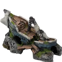 Décor aquarium bateau coulé 20x10,5x12,5 cm