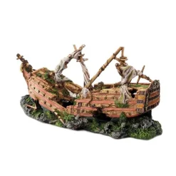 Décor aquarium galion XXL coloris multicolore en résine de polyester - 73 x 26,5x 34 cm