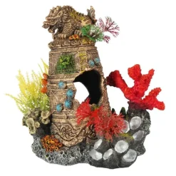 Décor d'aquarium Artefact englouti 1 coloris multicolore en résine de polyester - 16,5 x 12,5 x 17,8 cm