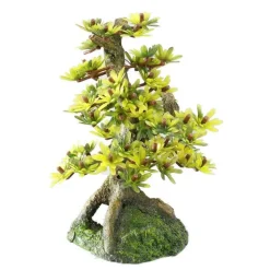 Décor d'aquarium bonsai médium en résine de polyester vert - 15 cm
