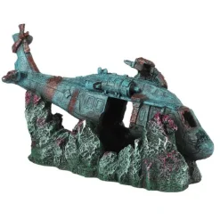 Décor d'aquarium hélicoptère Chopper 2 coloris multicolore en résine de polyester - 28,5 x 11,5 x 18,5 cm