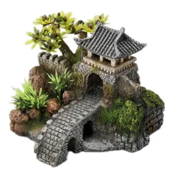 Décor d’aquarium pagode en polyrésine grise Europet Aqua Della