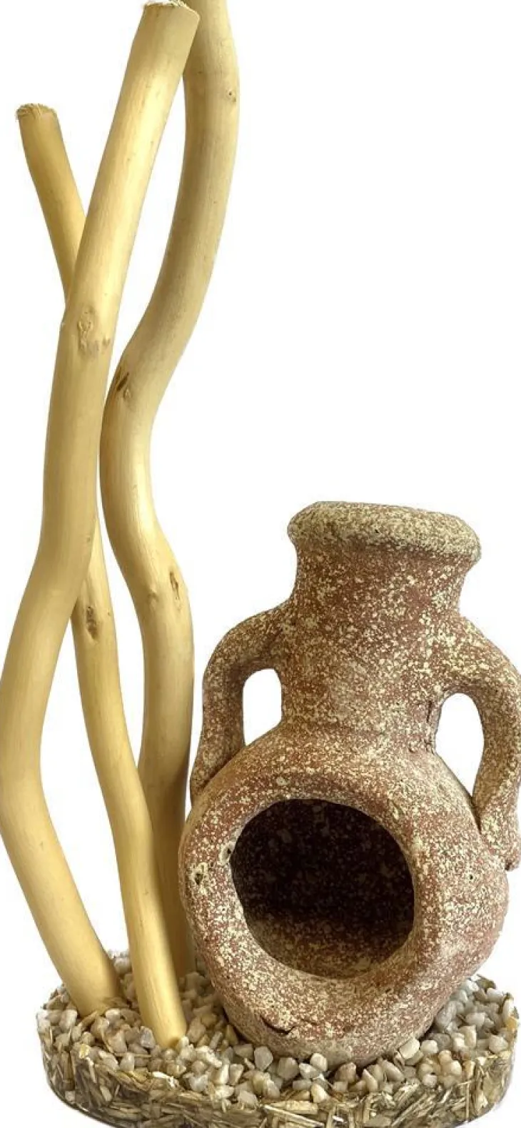 Décor pour aquarium coloris beige Tyrol branches avec amphore