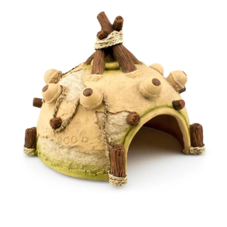 Décor pour terrarium en synthétique coloris beige Aquavie Caverne Tipi - 13,6 x 13 x 12,5 cm