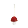 Décoration à suspendre champignon en coton mâché bordeaux - Ø 8,75 x H 10 cm