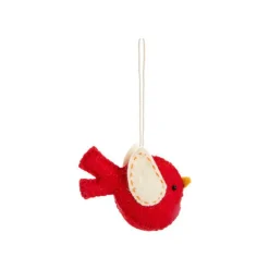 Décoration à suspendre oiseau en feutrine rouge et blanc - 4,5 x 2,5 cm