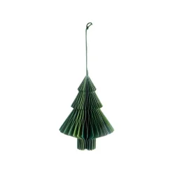 Décoration à suspendre sapin en papier vert - 10 cm