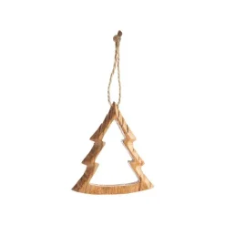 Décoration à suspendre sapin en bois naturel - 10 x 9 x 2 cm