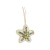 Décoration à suspendre étoile en coton crème - Ø 5 cm