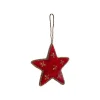 Décoration à suspendre étoile en velours bordeaux - 12 x 18,5 cm