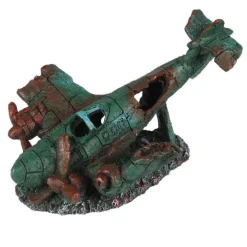 Décoration d’aquarium avion coulé 1 vert Europet– 17 x 12,5 x 11 cm