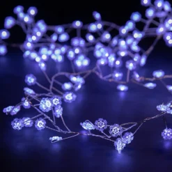 Décoration flocon avec grappe micro LED blanc pur coloris blanc