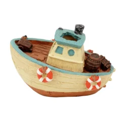 Décoration pour aquarium coloris bleu Bateau de Pêcheur Aquatlantis - 12,5 x 5 x 6,5 cm