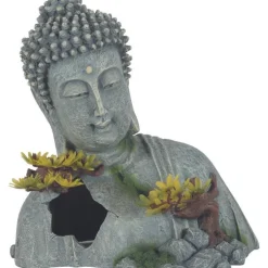 Décoration pour aquarium en résine coloris gris Zolux statue d'Asie Bouddha - Taille XL