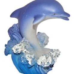 Décoration pour aquarium en résine coloris bleu statuette dauphin