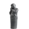 Décoration pour jardin aquatique coloris noir en pierre reconstituée figurine moine debout SEDA - 80 cm