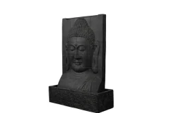 Décoration pour jardin aquatique coloris noir en pierre reconstituée fontaine bouddha avec une base grand modèle SEDA - 106 cm