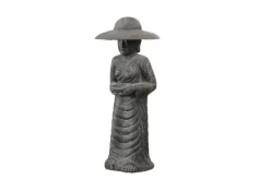 Décoration pour jardin aquatique coloris noir en pierre reconstituée figurine fermière coréenne SEDA - 120 cm