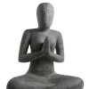 Décoration pour jardin aquatique relax coloris noir en pierre reconstituée figurine yoga SEDA Salutation - 60 cm