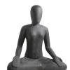 Décoration pour jardin aquatique coloris noir en pierre reconstituée figurine yoga SEDA Méditation - 30 cm