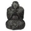 Décoration pour jardin aquatique moine assis obèse coloris noir en pierre reconstituée SEDA - 22 cm