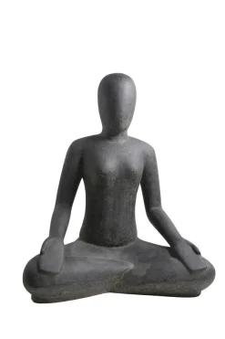 Décoration pour jardin aquatique relax coloris noir en pierre reconstituée figurine yoga SEDA Méditation - 60 cm