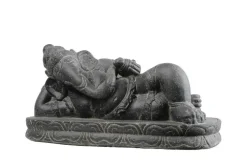 Décoration pour jardin aquatique coloris noir en pierre reconstituée figurine Ganesh couché sur base SEDA - 57 cm