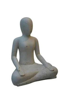 Décoration pour jardin aquatique coloris noir en pierre reconstituée figurine yoga SEDA Méditation - 30 cm