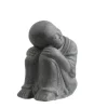 Décoration pour jardin aquatique coloris noir en pierre reconstituée moine qui dort SEDA - 40 cm