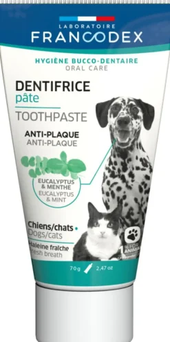 Dentifrice pour chien et chat en pâte eucalyptus et menthe anti-plaque Francodex - 70 g