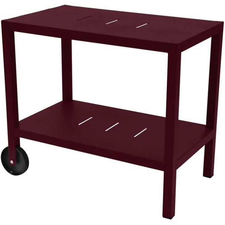 Desserte coloris rouge en acier et aluminium Quiberon Fermob - 90 x 50 x 75 cm